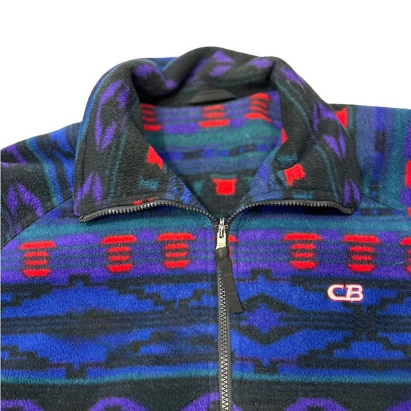 Cb Sports Aztec Fleece Full Zip Up Multi Color Southwest Lined - Picture 4 of 14